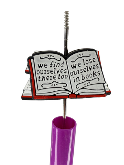 F21- (1)PC 1.3" We lose ourselves in books, we find ourselves there to... Focal Bead for DIY Keychains, Wristlets, Cup Charms, Car Charms ETC