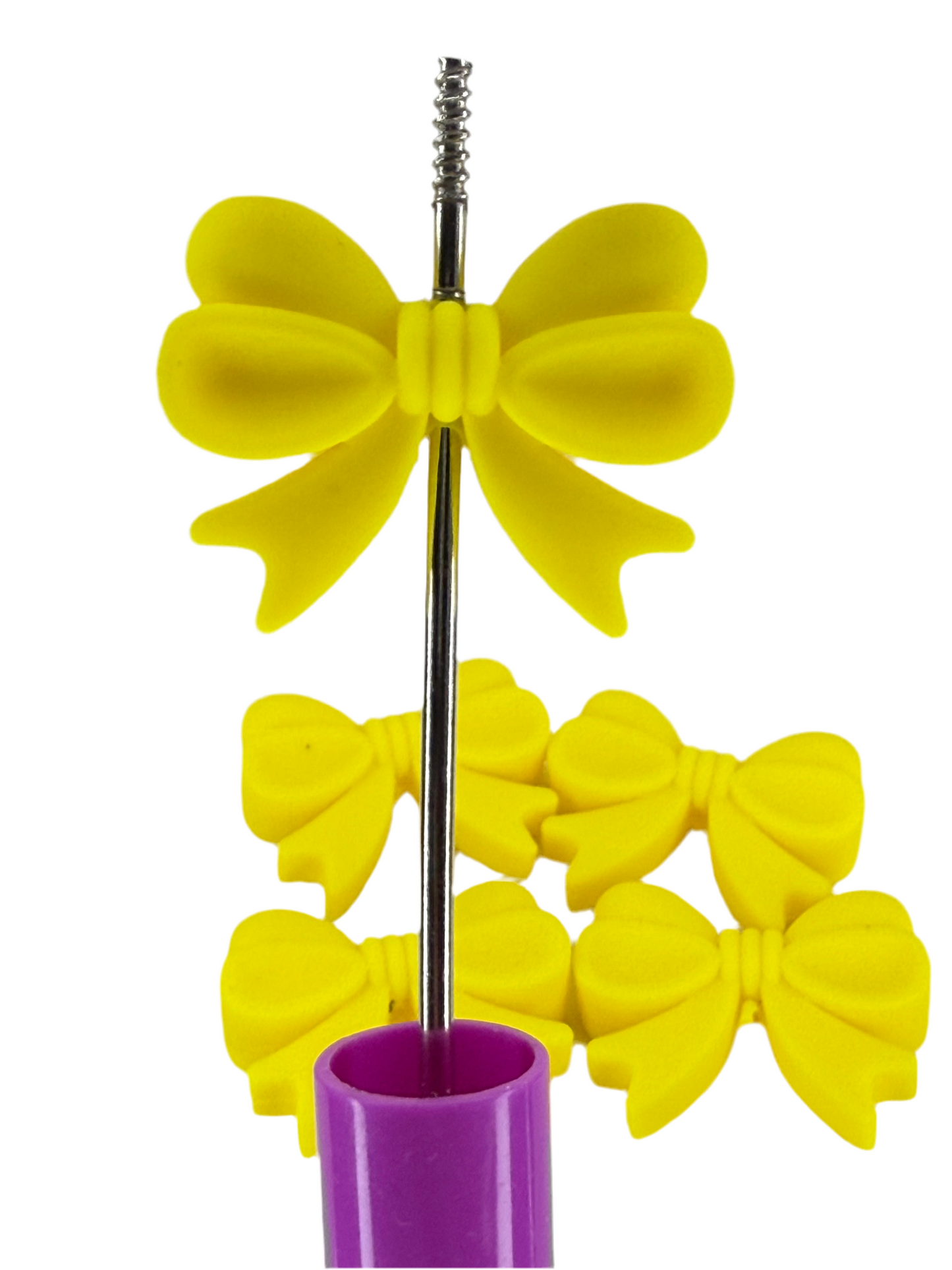 F7- (1)PC 1.1" Yellow BOW Focal Bead for DIY Keychains, Wristlets, Cup Charms, Car Charms ETC