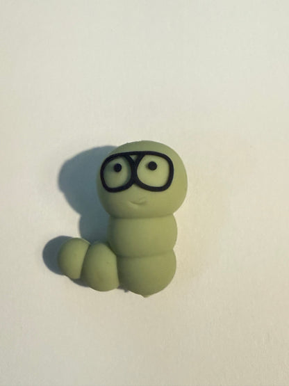 F/A46- (1)PC Choose your color- 1.2" 3D Bookworm/Caterpillar Focal Bead for DIY Keychains, Wristlets, Cup Charms, Car Charms ETC