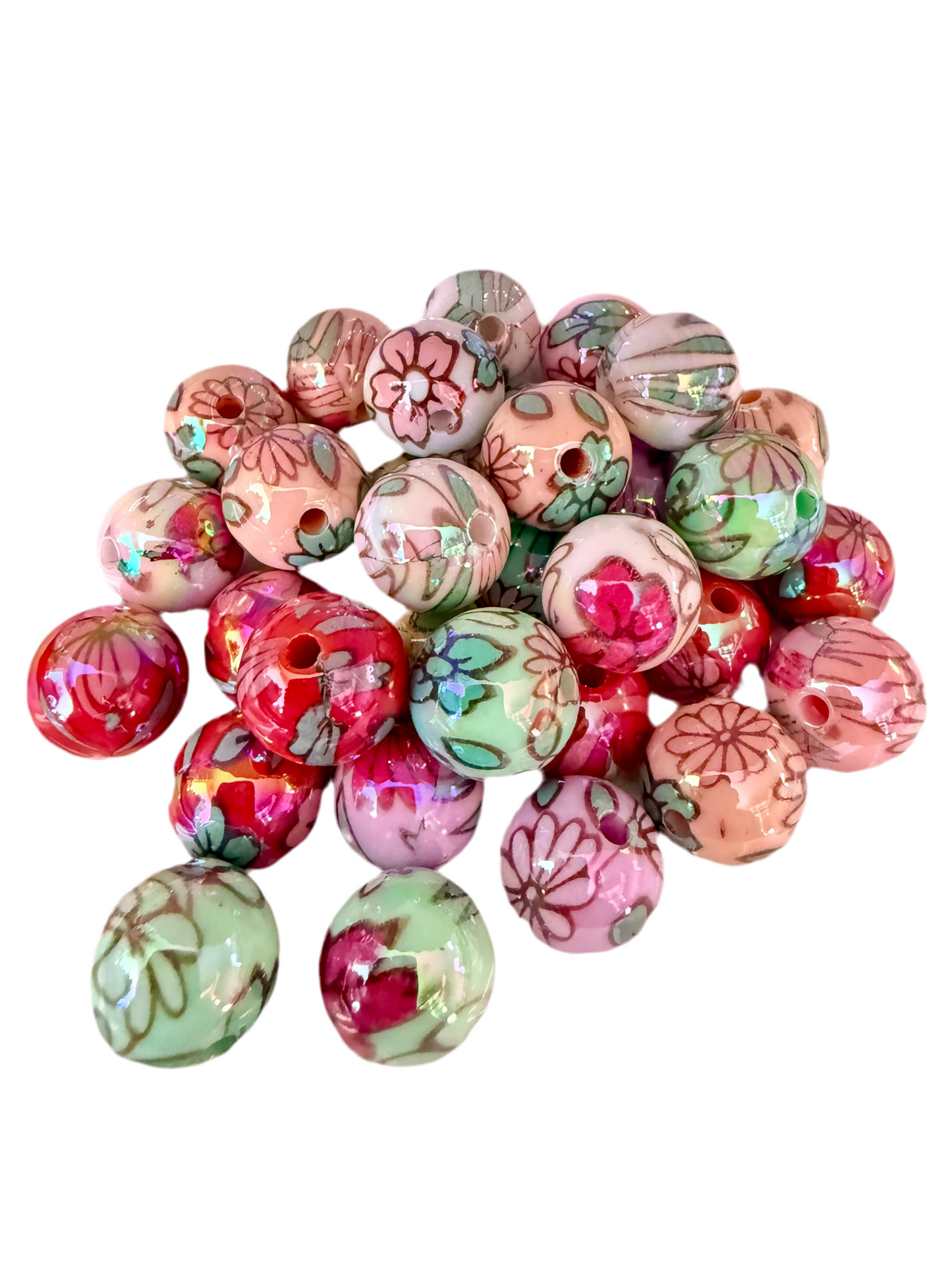 B1- (10PCS) 16mm Mixed Color UVAB Flower Bubblegum Mixed Acrylic Beads for DIY