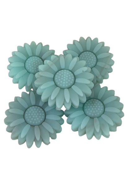 F4- (1)PC 1.2" Large Size Mint Blue Daisy Flower Focal Bead for DIY Keychains, Wristlets, Cup Charms, Car Charms ETC