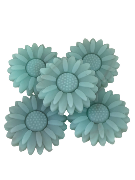 F4- (1)PC 1.2" Large Size Mint Blue Daisy Flower Focal Bead for DIY Keychains, Wristlets, Cup Charms, Car Charms ETC