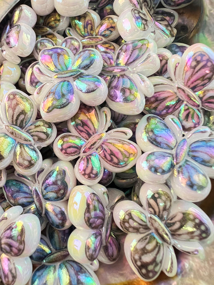10 PCS- 24mm 3D Butterfly Multicolored UVAB Acrylic Beads image 0