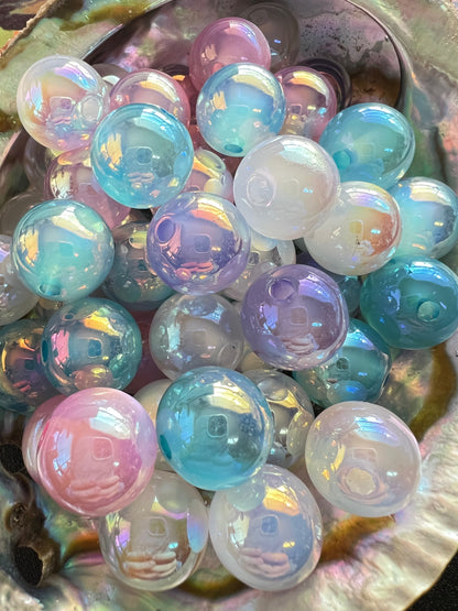 10 PCS- 15mm Multicolored Pastel CAT EYE UVAB Rainbow Round Acrylic Beads image 1