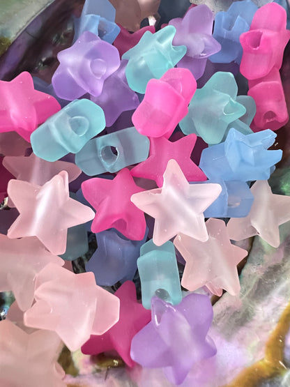 10 PCS- 16mm 3D Star Multicolor Translucent Silicone Touch Acrylic Beads image 0