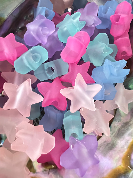 10 PCS- 16mm 3D Star Multicolor Translucent Silicone Touch Acrylic Beads image 0