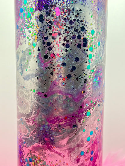 (1)- RTS 30oz Straight Pink/purple/chrome MILKY WAY ink/glitter Epoxy Tumbler image 2