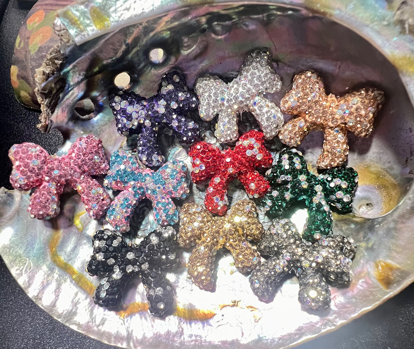 (1)PC- Choose Your Color- 28mm High Quality Clay Rhinestone BOW Beads image 0