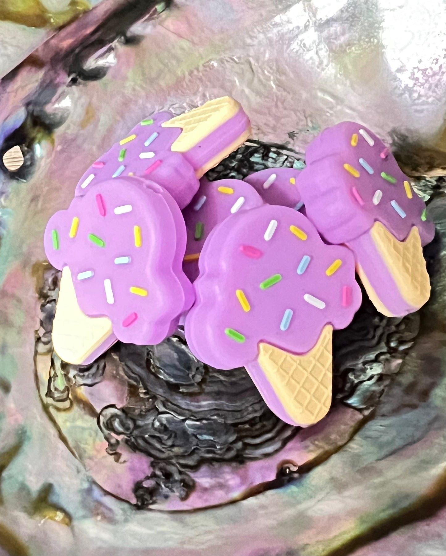(1)PC- Choose Your Color Sprinkled Ice Cream Cone Focal Bead image 3