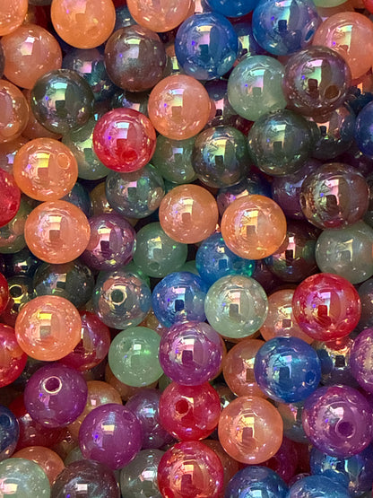 GGB2- (10PCS) 13mm STUNNING GLOW Pastel Light Colors Galaxy UVAB Rainbow Shimmer Beads for DIY