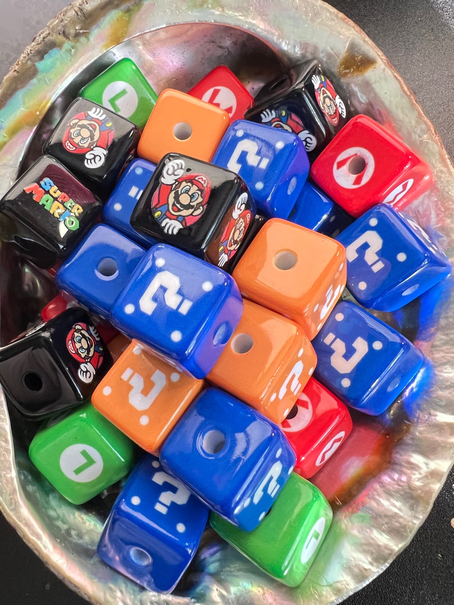 6 PCS - 15mm Super Mario Bros Theme Cubes/Square Bead image 2