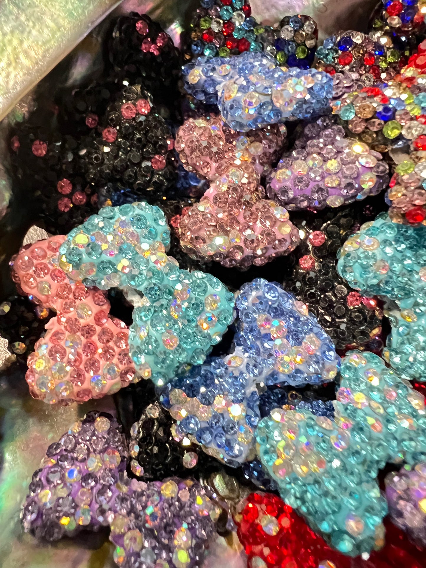 (1)PC- Choose Your Color- 20MM High Quality Clay Rhinestone BOW Bead image 2