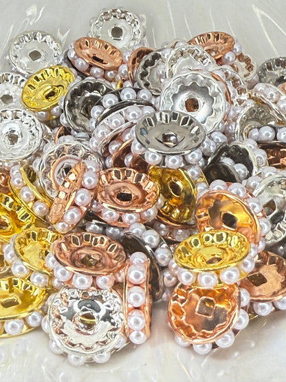 R80-(10PCS) 14mm Multi Color METALLIC Pearl Round Style Acrylic/Plastic Spacer Beads for DIY