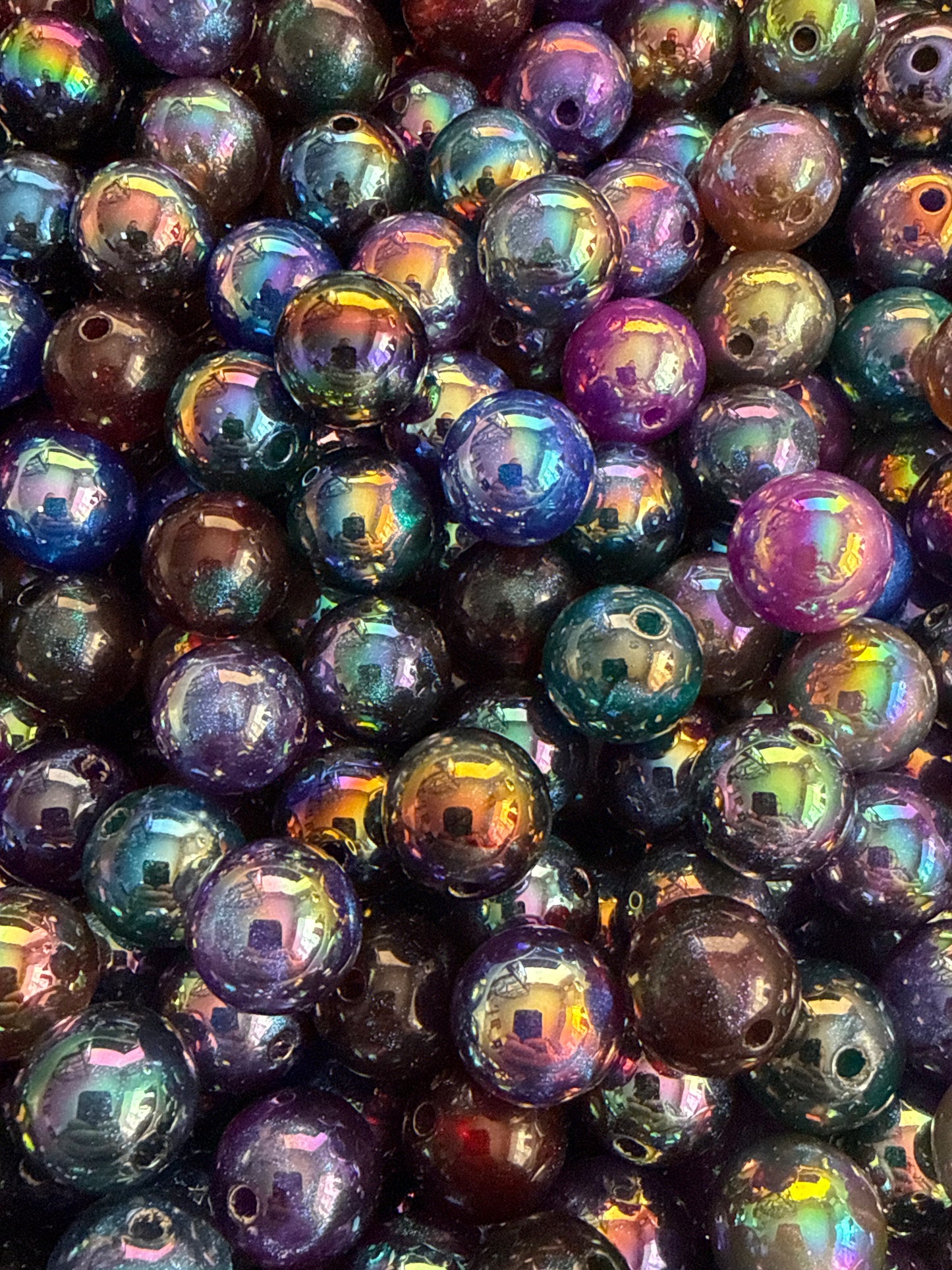 GGB6- (10PCS) 15mm STUNNING Multicolor Rainbow UVAB Galaxy Shimmer Iridescent Mixed Color Acrylic Beads for DIY