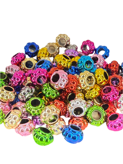 R92-(10PCS) 13mm Metallic Multi Color Lantern/Bumpy Lentils/Spacer/Wheel Plastic Beads for DIY