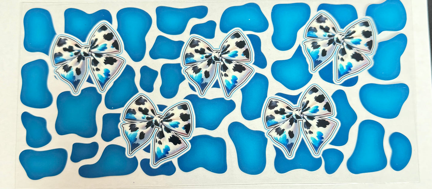 C571- (1PC) COW BOWS 16OZ UV DTF Transfer Wrap/Sticker for Cup/Tumbler