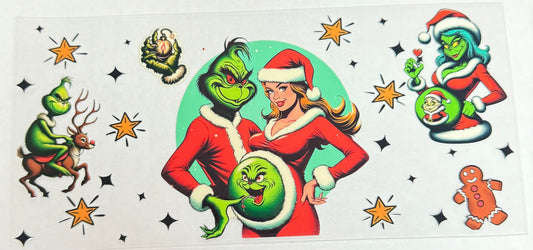 C592- (1PC) GRINCH 16OZ UV DTF Transfer Wrap/Sticker for Cup/Tumbler