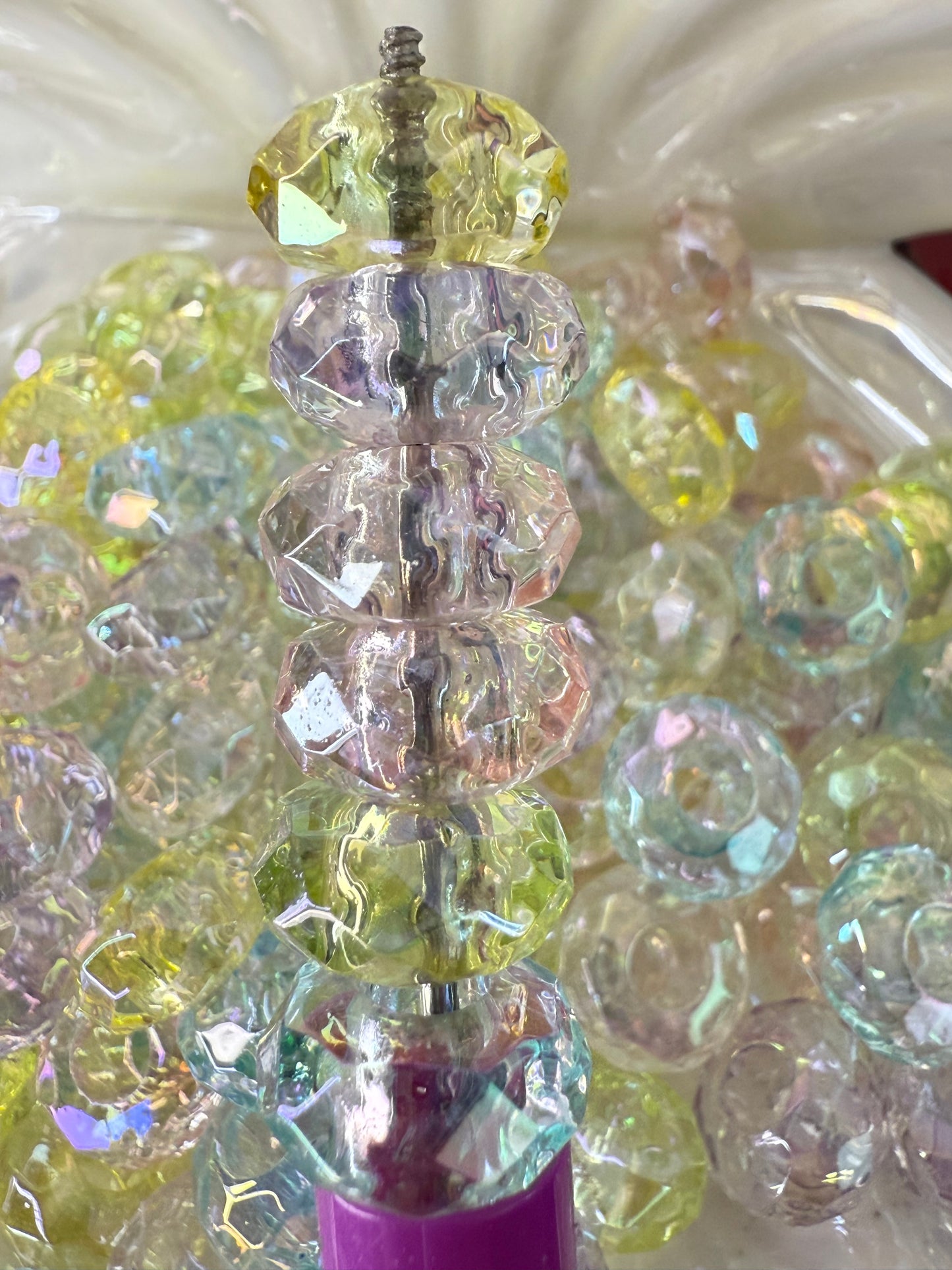 R72-(10PCS) 15mm Multi Color JELLY CLEAR Diamond Faceted Round Style Spacer Acrylic Beads for DIY