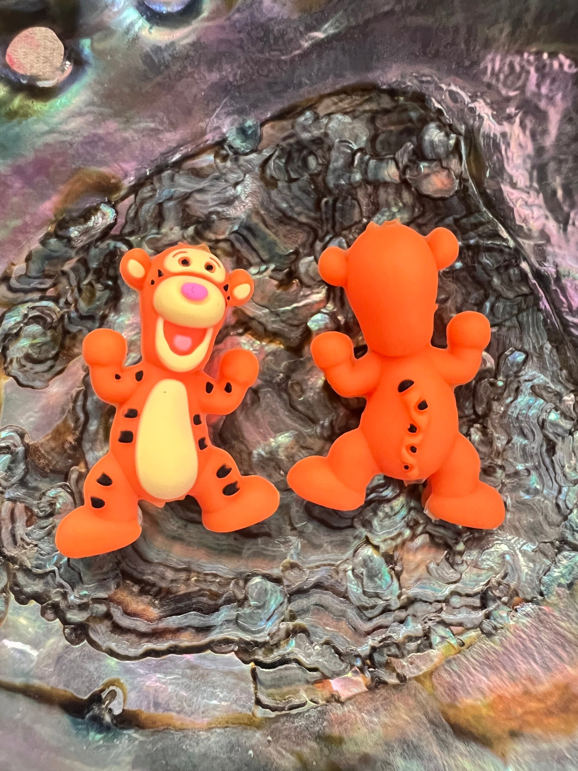 (1)PC- 3D CUTE Standing Orange Striped Tiger Silicone Focal Bead image 0