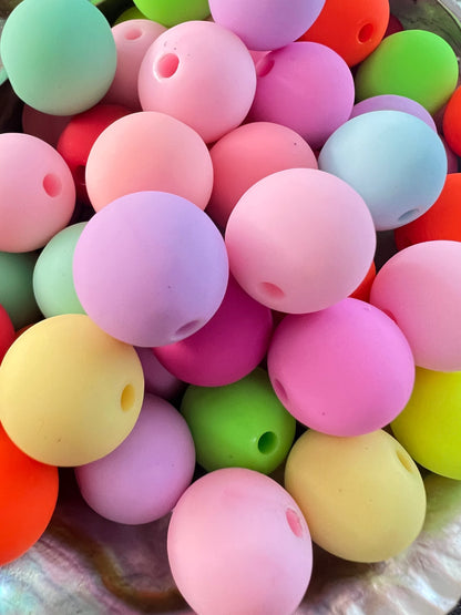 10 PCS- 15mm NEON/PASTEL mixed colors Silicone Touch Round Mixed Color Beads image 1