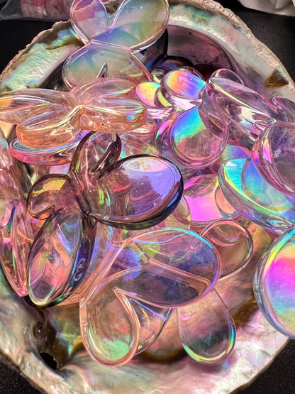 5 PCS- 33mm 3D Flat Butterfly UVAB Multicolored Iridescent Beads image 1
