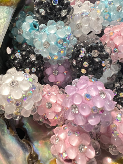 5 PCS- 19mm Fancy Round Mixed Colors Flowers/Rhinestones/Gems/ Clay Beads image 0