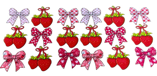 C291- (1PC) STRAWBERRY BOWS 16OZ UV DTF Transfer Wrap/Sticker for Cup/Tumbler