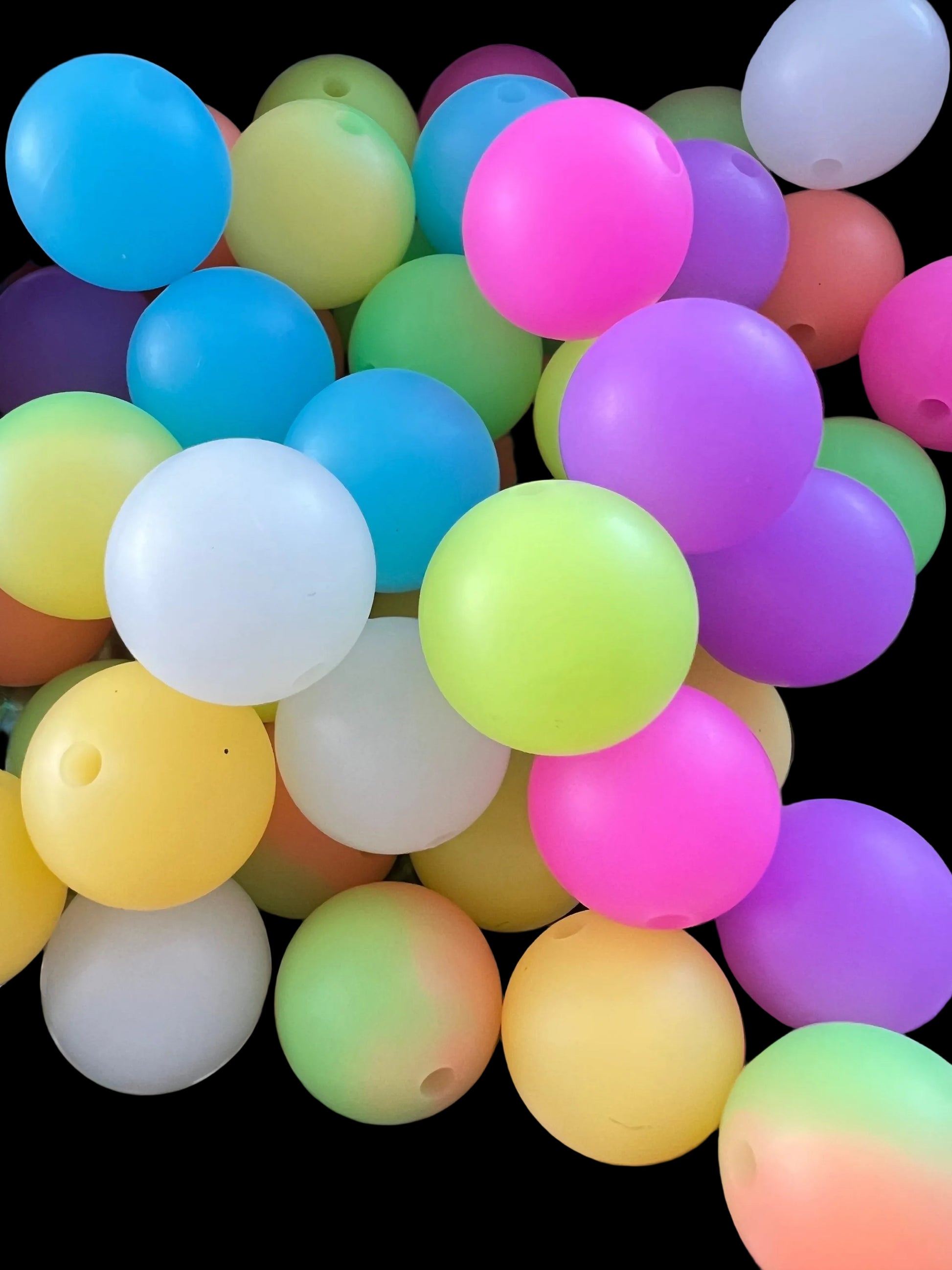 10 PCS- 15mm Round Multi Colored Luminous Mix of SILICONE Beads image 0