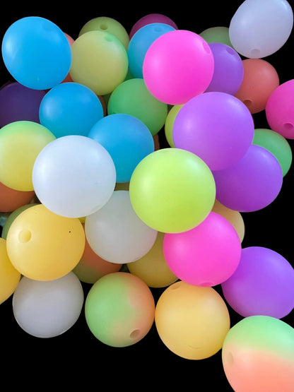 10 PCS- 15mm Round Multi Colored Luminous Mix of SILICONE Beads image 0