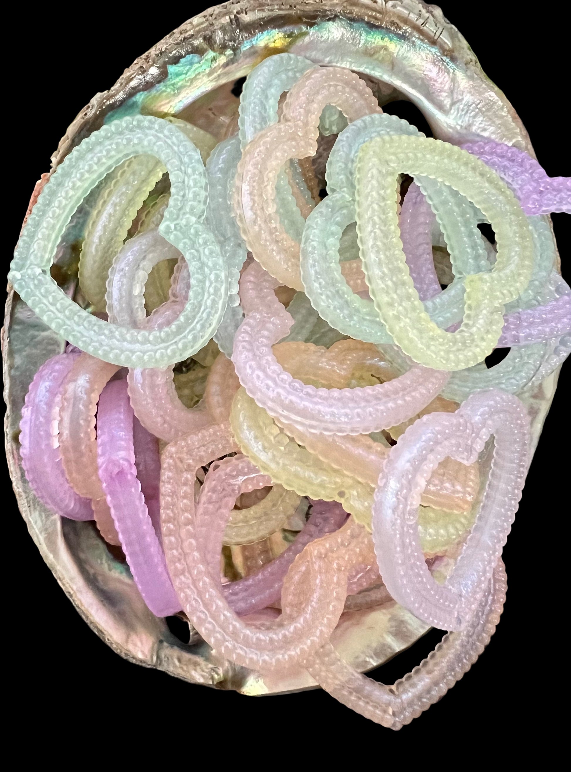 5PCS- 40mm Acrylic AURA Luminous Mixed Colors Focal Heart Shaped Frames image 0