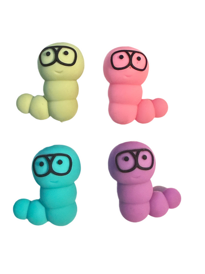 F/A46- (1)PC Choose your color- 1.2" 3D Bookworm/Caterpillar Focal Bead for DIY Keychains, Wristlets, Cup Charms, Car Charms ETC