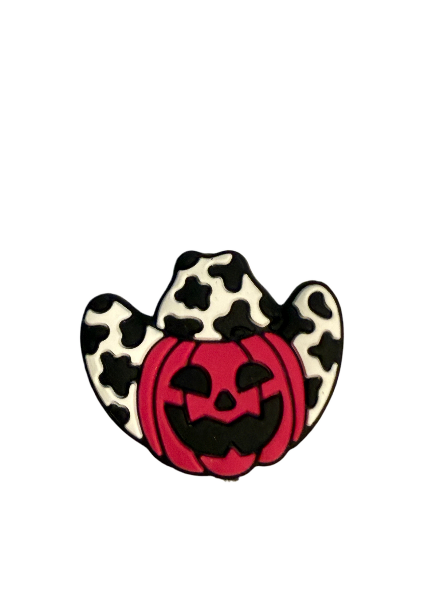 F/HAL12 (1)PC 1.1" Pink Pumpkin W/Cow Print Cowboy Hat Focal Bead for DIY Keychains, Wristlets, Cup Charms, Car Charms ETC