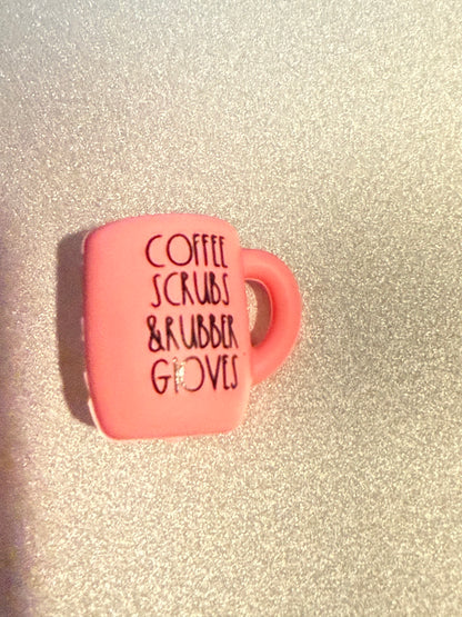 F/COF19 (1)PC 0.80" Choose Your Quote Coffee Mug Focal Bead for DIY Keychains, Wristlets, Cup Charms, Car Charms ETC
