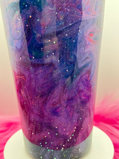 (1)- RTS 32oz Tapered Milky Way Teal/pink/purple/blueSwirl/glitter Epoxy Tumbler image 2