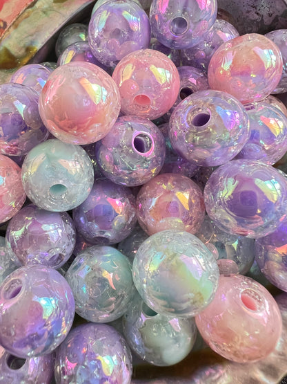 10 PCS - 15mm Round Pastel Opaque Acrylic AB Crackle Beads image 3