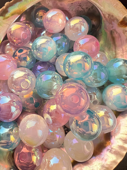 10 PCS- 15mm Multicolored Pastel CAT EYE UVAB Rainbow Round Acrylic Beads image 4