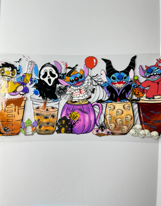 C14- Stitch in horror costumes Halloween Drink Theme 16OZ UV DTF Transfer Wrap/Sticker for Cup/Tumbler