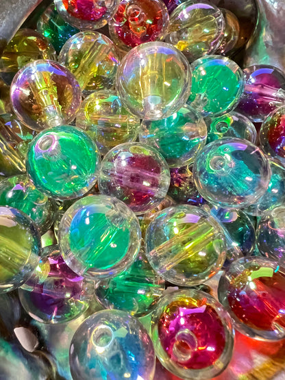 10 PCS - 15mm Jelly Rainbow Double Layer Mix ABUV Round Opaque Acrylic image 1