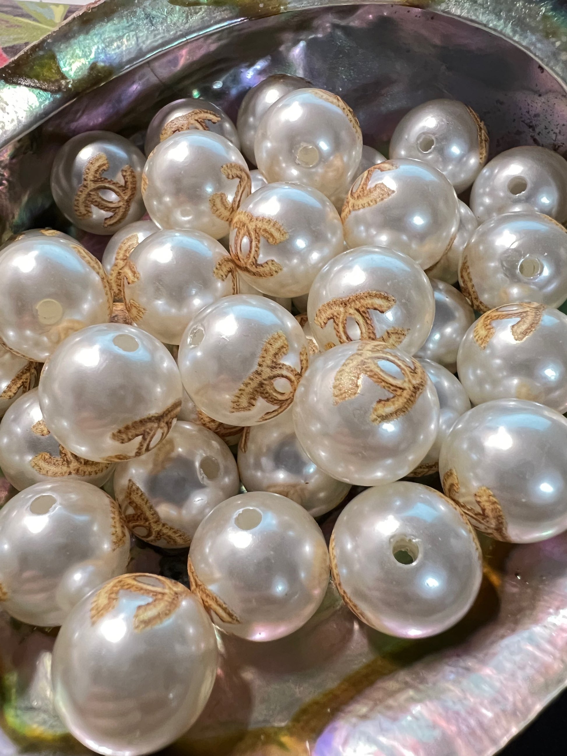 5 PCS -15mm Pearl C/C Beads image 1