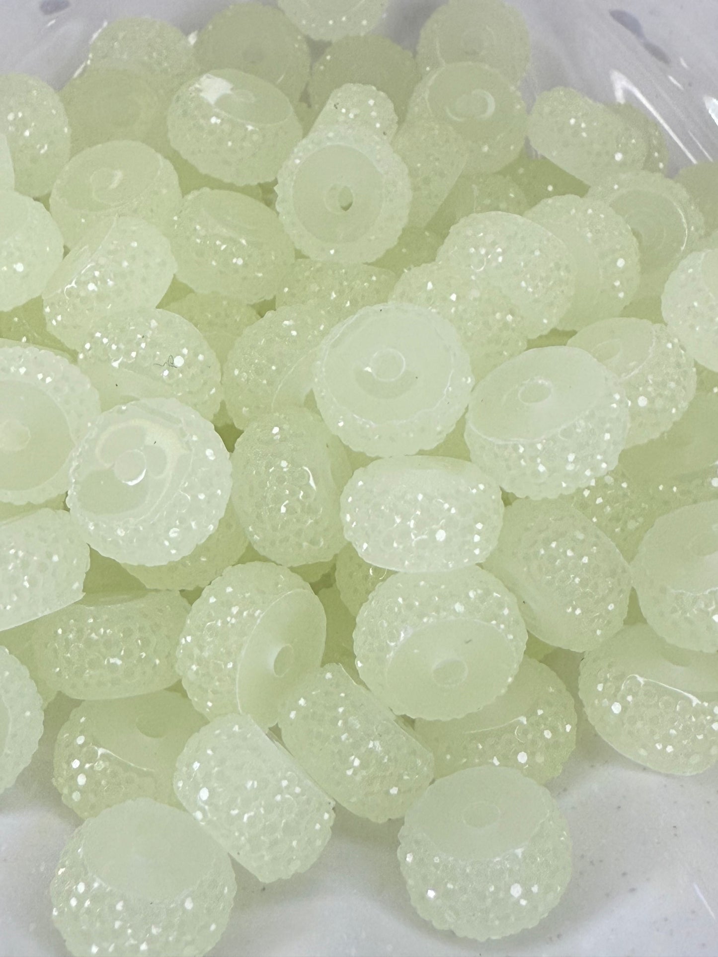 R58- (10PCS) 12mm GLOW IN DARK Round Rondelle Style Spacer Plastic/Acrylic Beads for DIY