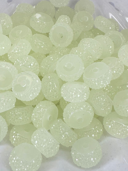 R58- (10PCS) 12mm GLOW IN DARK Round Rondelle Style Spacer Plastic/Acrylic Beads for DIY