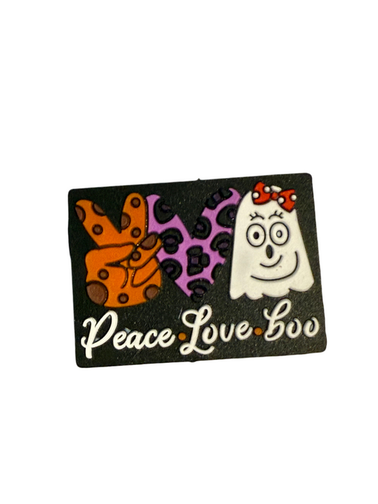 F/HAL8 (1)PC 1.2" Peace Love Boo W/Ghost Focal Bead for DIY Keychains, Wristlets, Cup Charms, Car Charms ETC