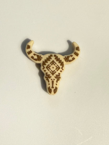F/C27- (1)PC 1.3" Choose your color- Aztec/Boho Design BullSkull Focal Bead for DIY Keychains, Wristlets, Cup Charms, Car Charms ETC