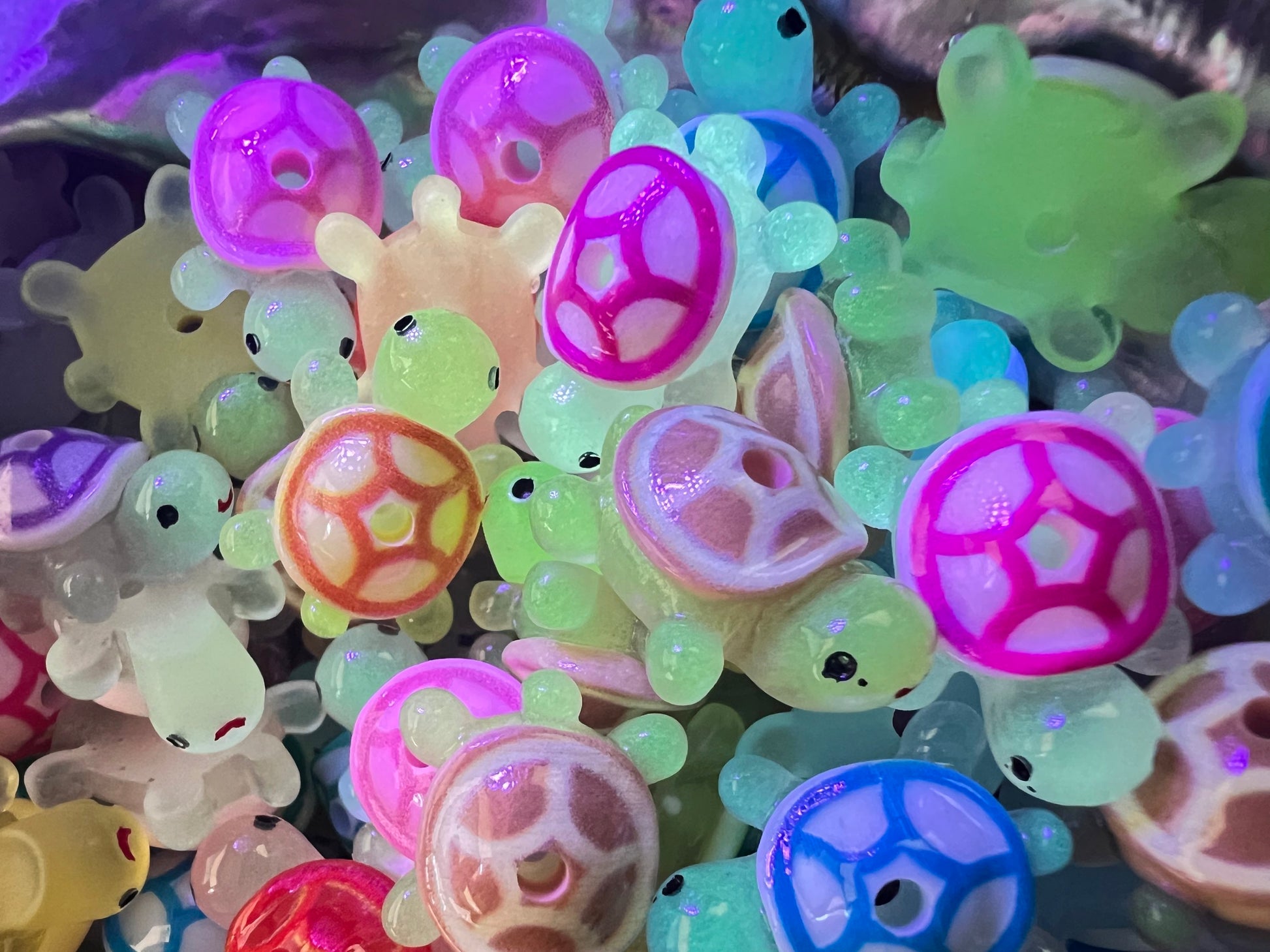 (10)PCS- Mixed LUMINOUS Colors Turtle Acrylic Bead- FITS PENS image 2