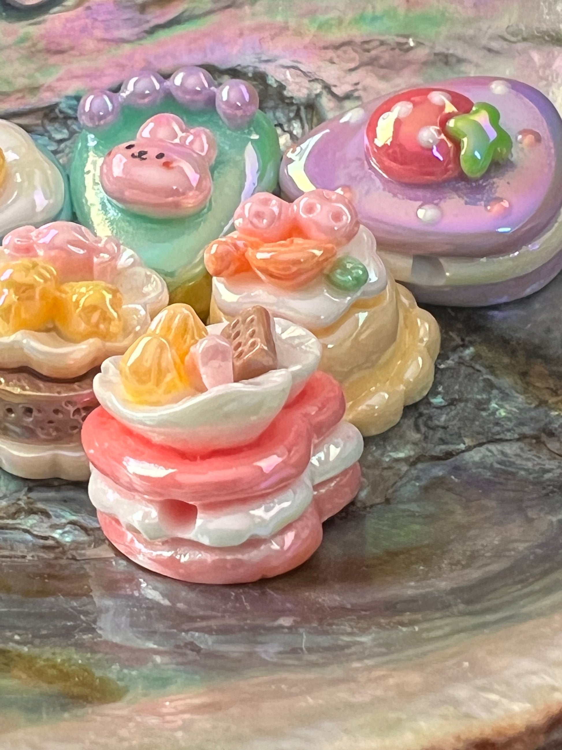 6PCS- 20mm Mixed Cute Desserts/Cakes/Cheesecake Acrylic Beads image 1