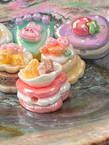 6PCS- 20mm Mixed Cute Desserts/Cakes/Cheesecake Acrylic Beads image 1