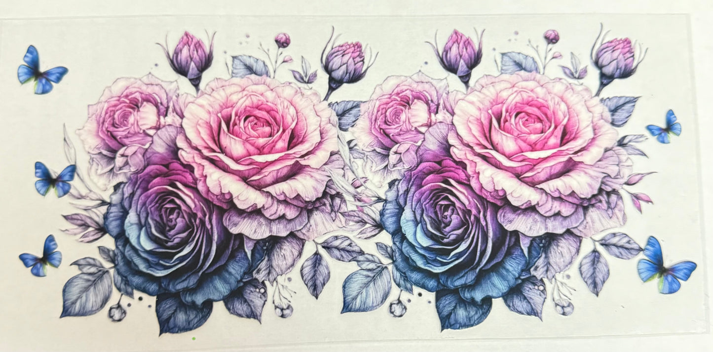 C587- (1PC) ROSES 16OZ UV DTF Transfer Wrap/Sticker for Cup/Tumbler