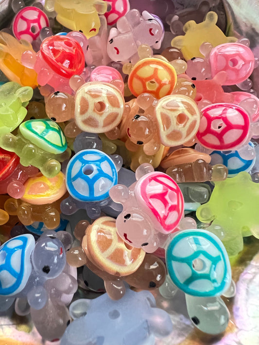 (10)PCS- Mixed LUMINOUS Colors Turtle Acrylic Bead- FITS PENS image 0