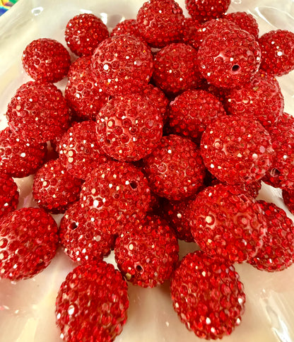 R9- (10PCS) 16mm Red Pave-rhinestones with Polymer Clay Core Beads for DIY