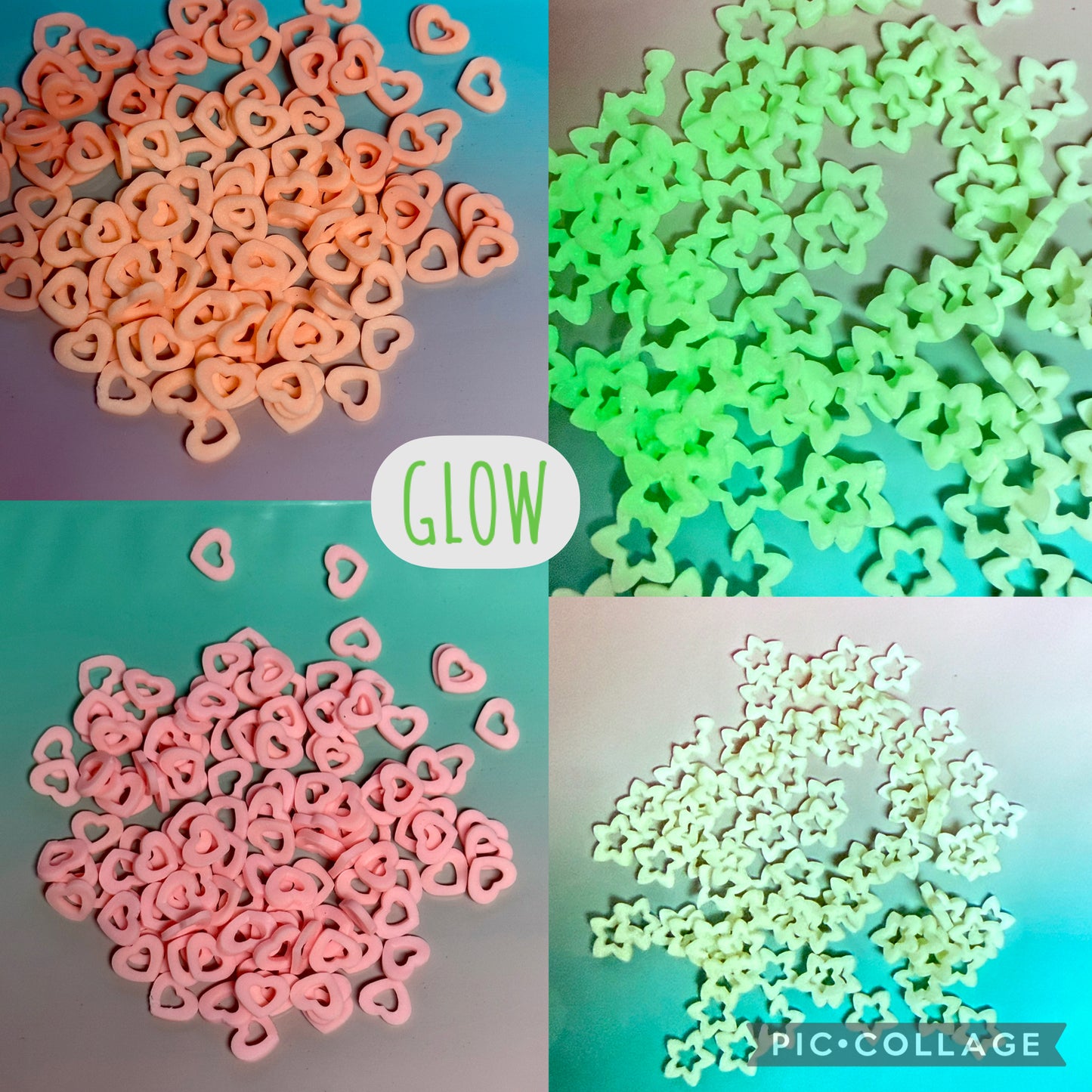 POLYMER CLAY SLICES/ GLITTER SHAPES/ TOPPERS FOR CUSTOM CUPS